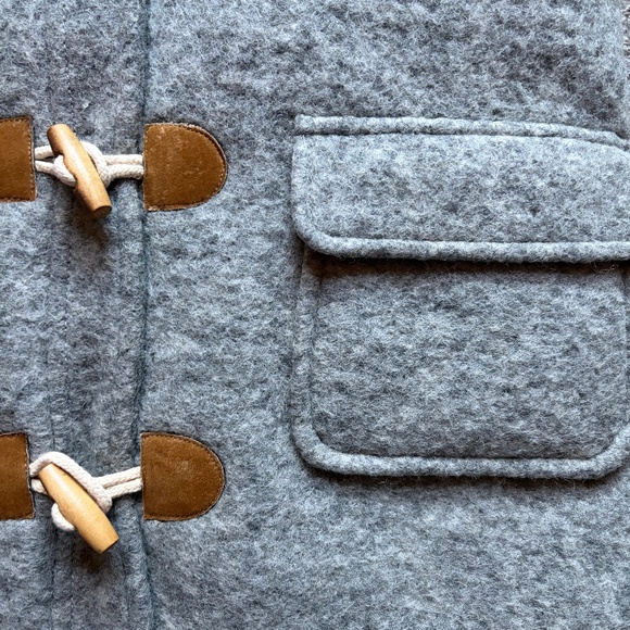 Mini Boden Girls Gray Wool Hooded Duffle Coat Toggles Pink Accents | Size 11-12Y - Picture 11 of 16